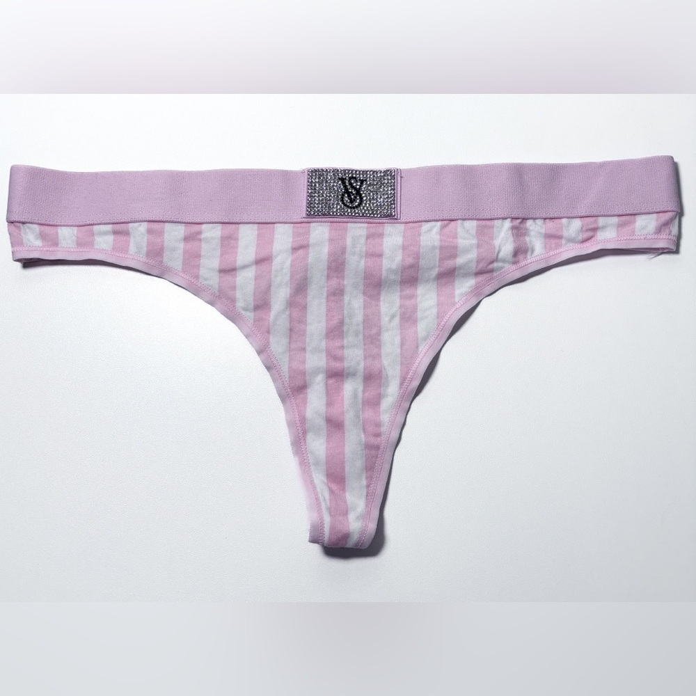 Victoria’s Secret Set of 6 Shine Logo Underwear Thongs Pink Black Size M NWT - Picture 10 of 13